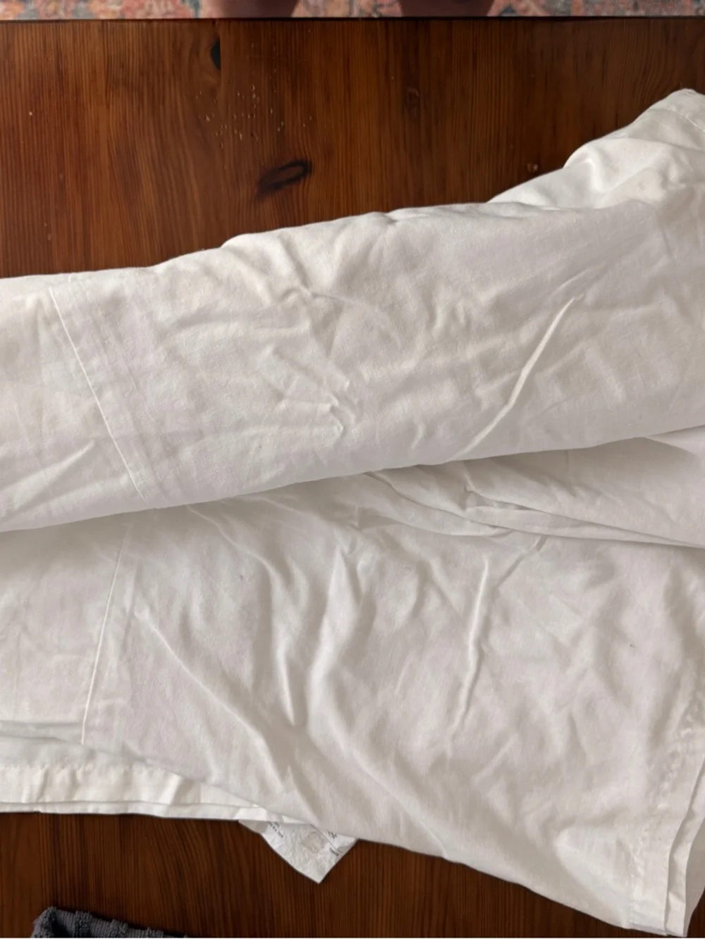 IKEA OLEBY White Full Bed Skirt Cotton Minimalist Dust Ruffle